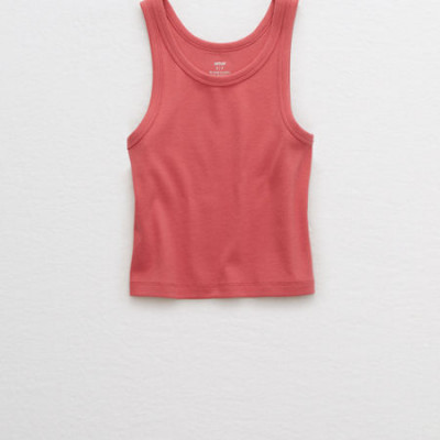 Aerie Cropped Tank Womens Washed Brick