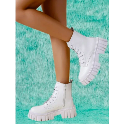 Anime Side Zip Lace Up Front Combat Boots