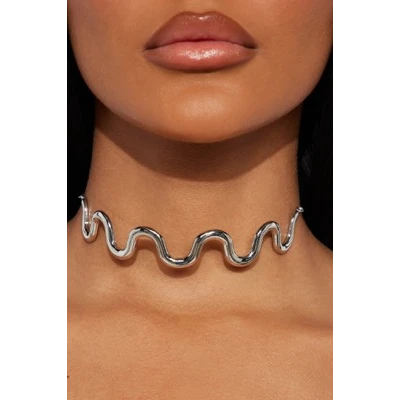 My Life Is A Roller Coaster Choker - Silver