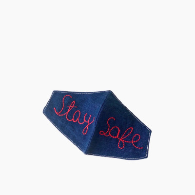 Embroidered Mask Stay Safe | Something Navy
