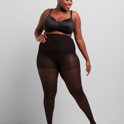 Lane Bryant Womens Smoothing Tights - Honeycomb A-B Black