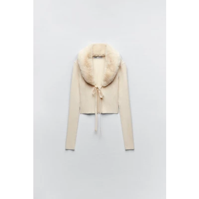 Faux Fur Knit Cardigan
