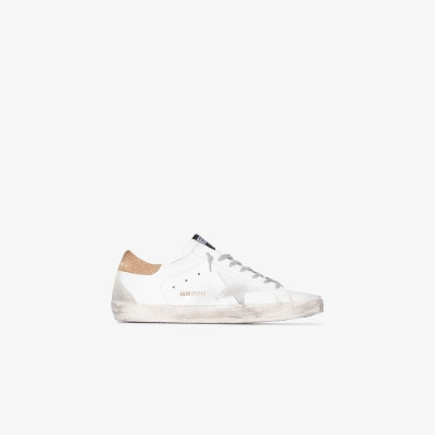 Golden Goose white and brown Superstar suede sneakers