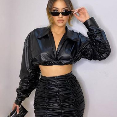 Don't Ruche Me Skirt Set - Black