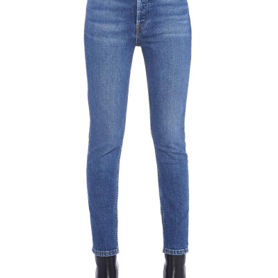 RE/DONE WOMENS 1903WHRACMID70S BLUE COTTON JEANS