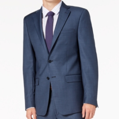 Calvin Klein Mens X-Fit Slim-Fit Stretch Blue Neat Suit Jacket