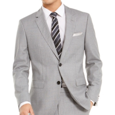 Hugo by Hugo Boss Mens Slim-Fit Medium Gray Stripe Suit Separate Jacket