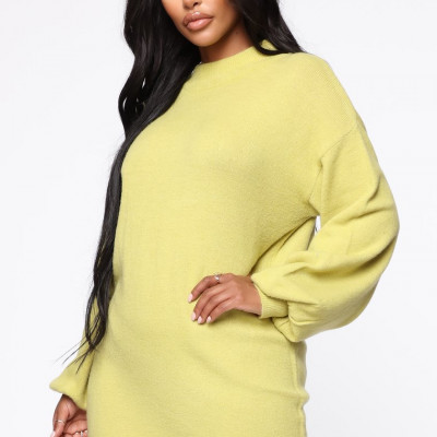 Feeling Salty Sweater Mini Dress - Lime