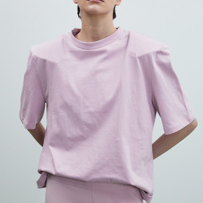 Padded Shoulder Tee, Soft Lilac