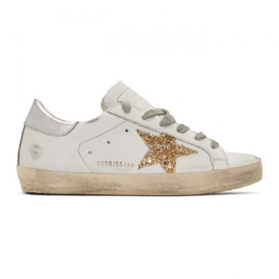 Golden Goose SSENSE Exclusive White Glitter Superstar Sneakers