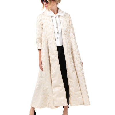 Swing Coat - Beige Jacquard