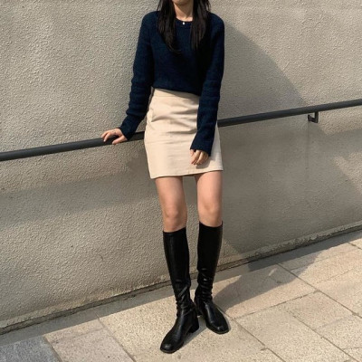SHORT A-LINE LEATHER SKIRT - Beige - Skirts - COS WW