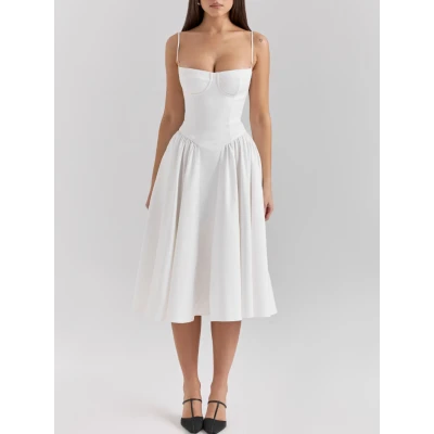 SAMARIA White Corset Midi Dress | Nordstrom