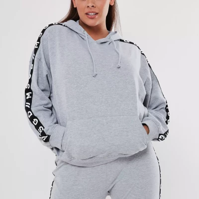 Plus Size Active Gray Co Ord Msgd Lounge Hoodie