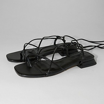 Peggy Black Wrap Sandals - Black