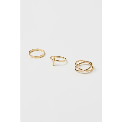 H & M - 3-pack gold-plated rings - Gold