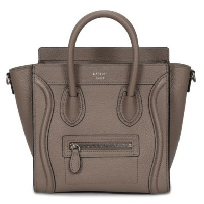 Celine Nano Luggage Bag in Baby Drummed Tan Calfskin Leather