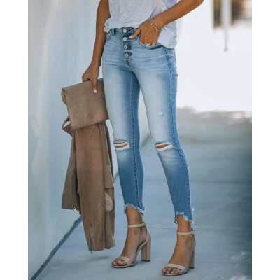 High + Mighty Distressed High Rise Skinny