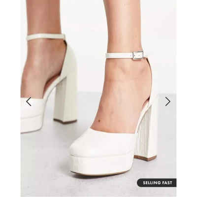 ASOS DESIGN Priority platform high heeled shoes in white