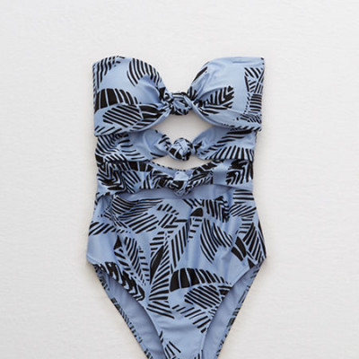 Aerie Triple Knot One Piece Swimsuit Womens Monaco Blue