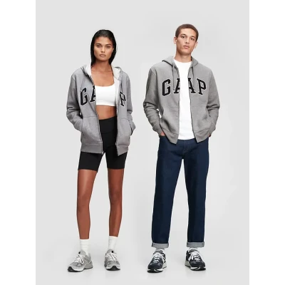 Zip Up Hoodie Grey Oversized
