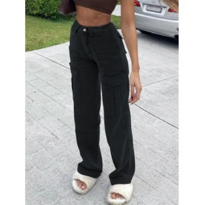 Mid Rise Cargo Jeans