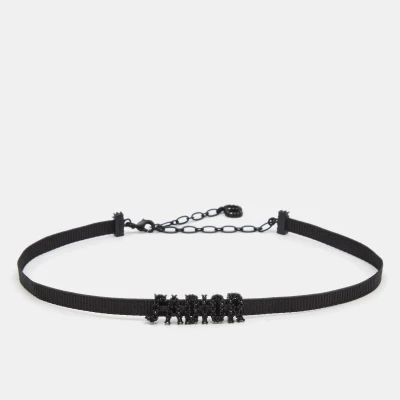 Dior Black Jadior Crystal Studded Choker Necklace