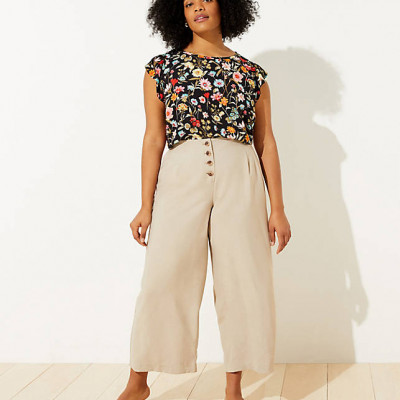 Loft Plus Button Front Fluid Pants
