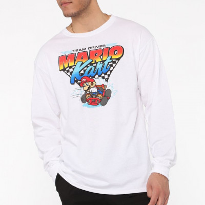 Mario Kart Long Sleeve Tee - White