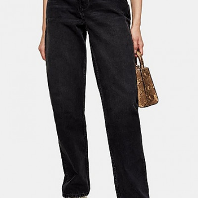 Washed Black Oversized Dad Jeans - Washed Black