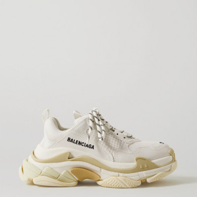 Balenciaga - Triple S Logo-embroidered Leather, Nubuck And Mesh Sneakers - White