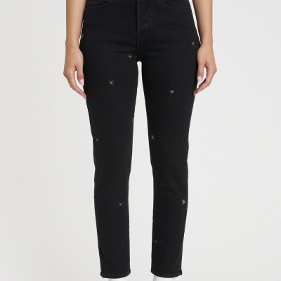 Nico Star Embroidery High Rise Mom - Celestial Slate