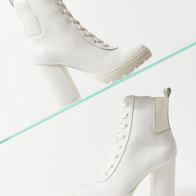 Steve Madden Latch Heeled Boot - White 6 at Urban Outfitters