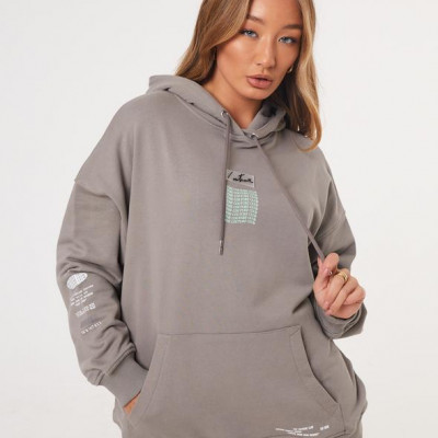 NEON PRINTED GRAPHIC BOYFRIEND HOODIE