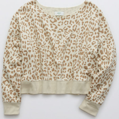 Aerie Sandy Fleece Sweatshirt Womens Natural