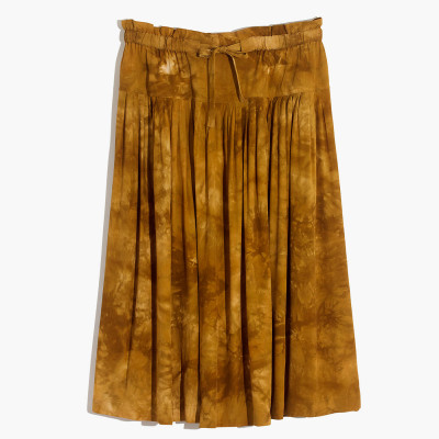 Tie-Front Paperbag Midi Skirt in Tie-Dye