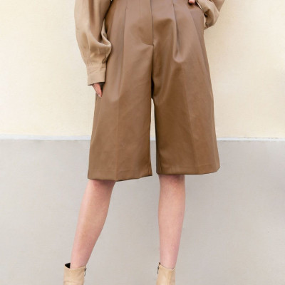 Pernille Faux Leather Trouser Shorts
