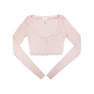 Scoop Neck Long Sleeve Baby Crop - Pinky Promise