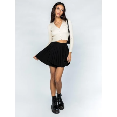 Alyssa Pleated Mini Skirt Black