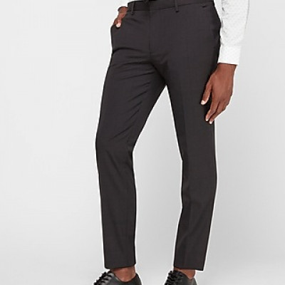 Extra Slim Charcoal Wrinkle-Resistant Performance Suit Pants Gray Mens W28 L28