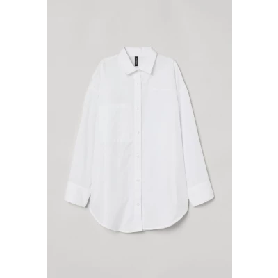 H & M - Oversized Cotton Shirt - White