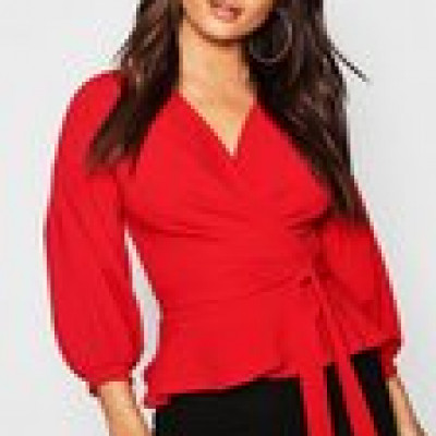 Bell Sleeve Wrap Over Top