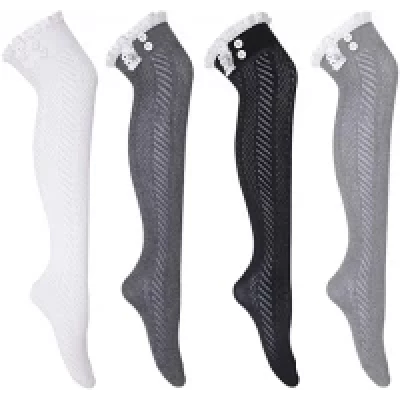 HDE Women's Extra Long Boot Socks Over the Knee High Lace Trim Stockings 4 Pair