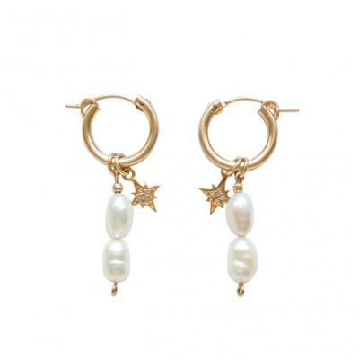 Hailey Double Pearl Starburst Hoops
