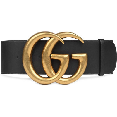 Gucci Wide leather belt with Double G - Black