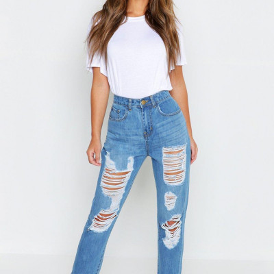 Petite Extreme Rip Boyfriend Jeans