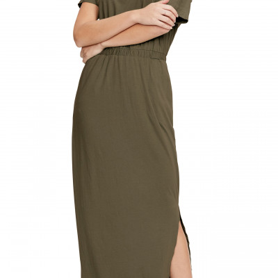 Womens Michael Stars Chantel Side Slit Short Sleeve Cotton Blend Maxi Dress