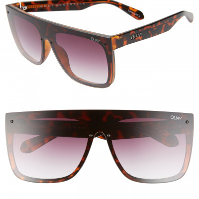 Womens Quay Australia X Lizzo Jaded 146mm Flat Top Sunglasses - Tortoise/ Purple Fade