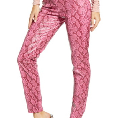 Womens Tiger Mist Pearl Snake Print Faux Leather Pants