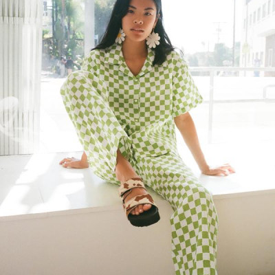 Pyjama Pant Set - Olive Check